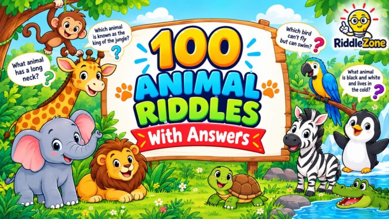 colorful animal illustrations for 100 animal riddles with answers